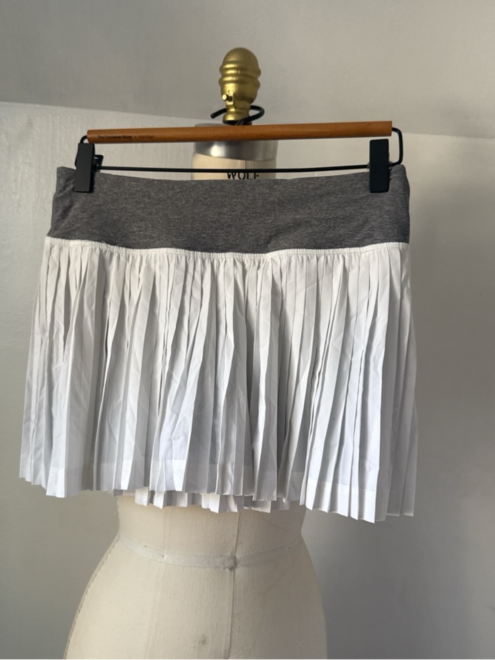 lululemon athletica White Pleated Skirt with Gray Waistband